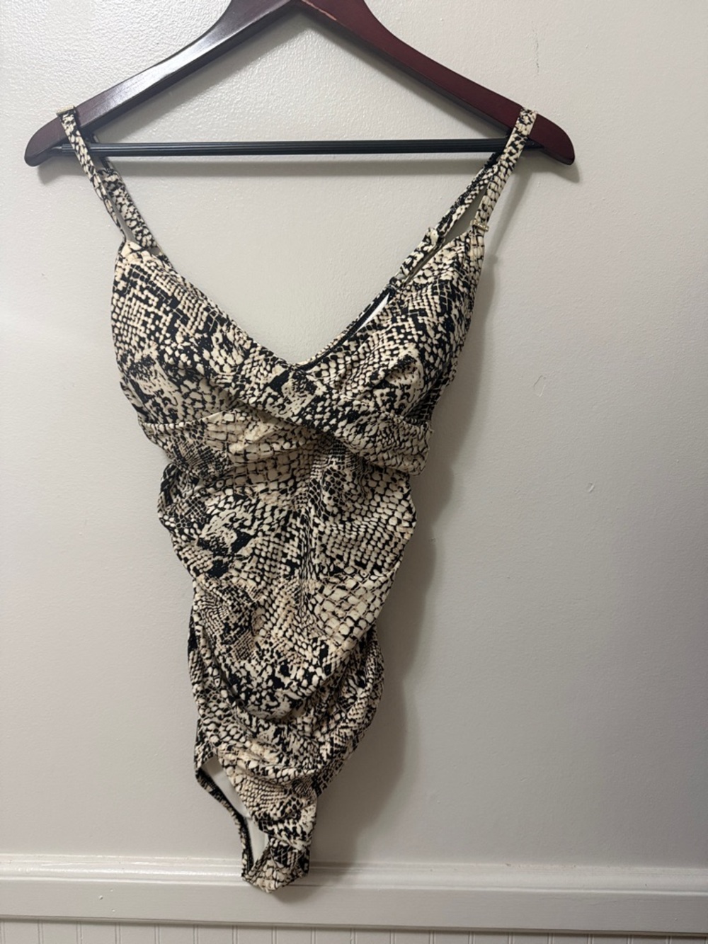Calvin Klein Black and Ivory Snake Print One-Piece Swimsuit